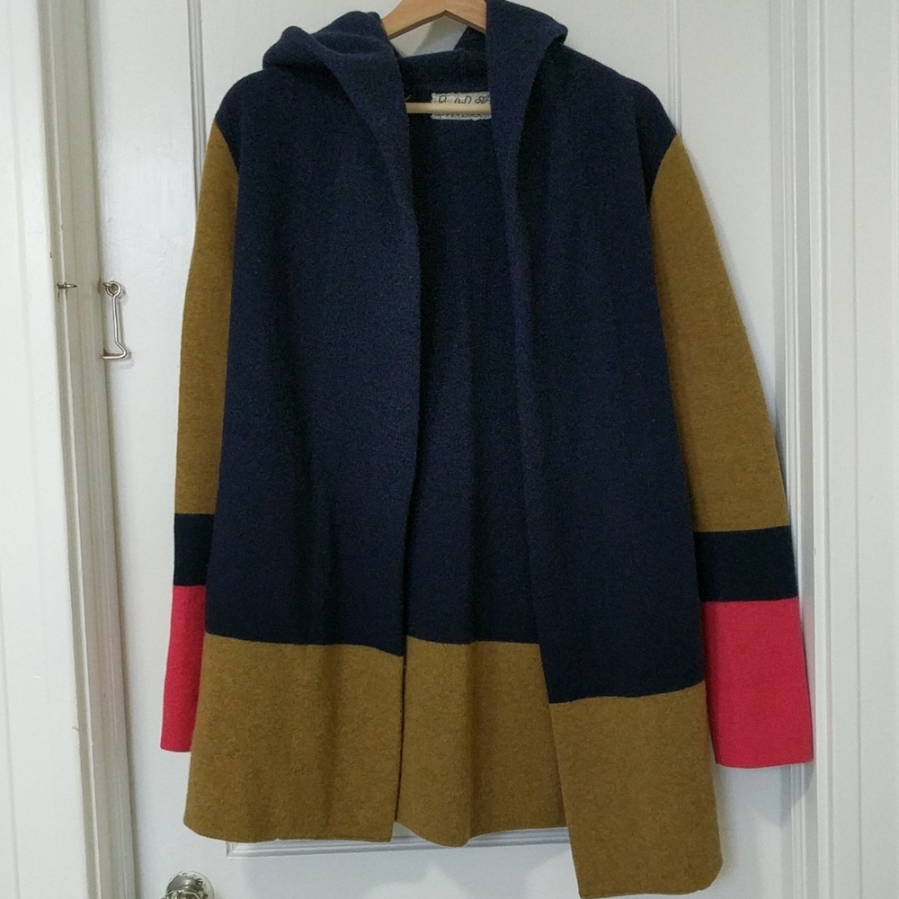 Anthropologie Valerie color blocked sweater coat
